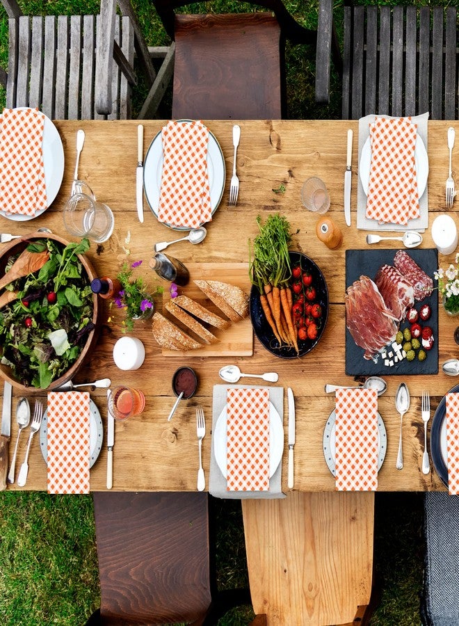 DYLIVeS Orange Gingham Napkins, 80 Pack Orange and White Checkered Guest Towel Plaid Party Napkins Disposable Paper Hand Towels for Luncheon, Dinner, Picnic, Birthday, Easter, Graduation Party, 3-Ply - Image 5